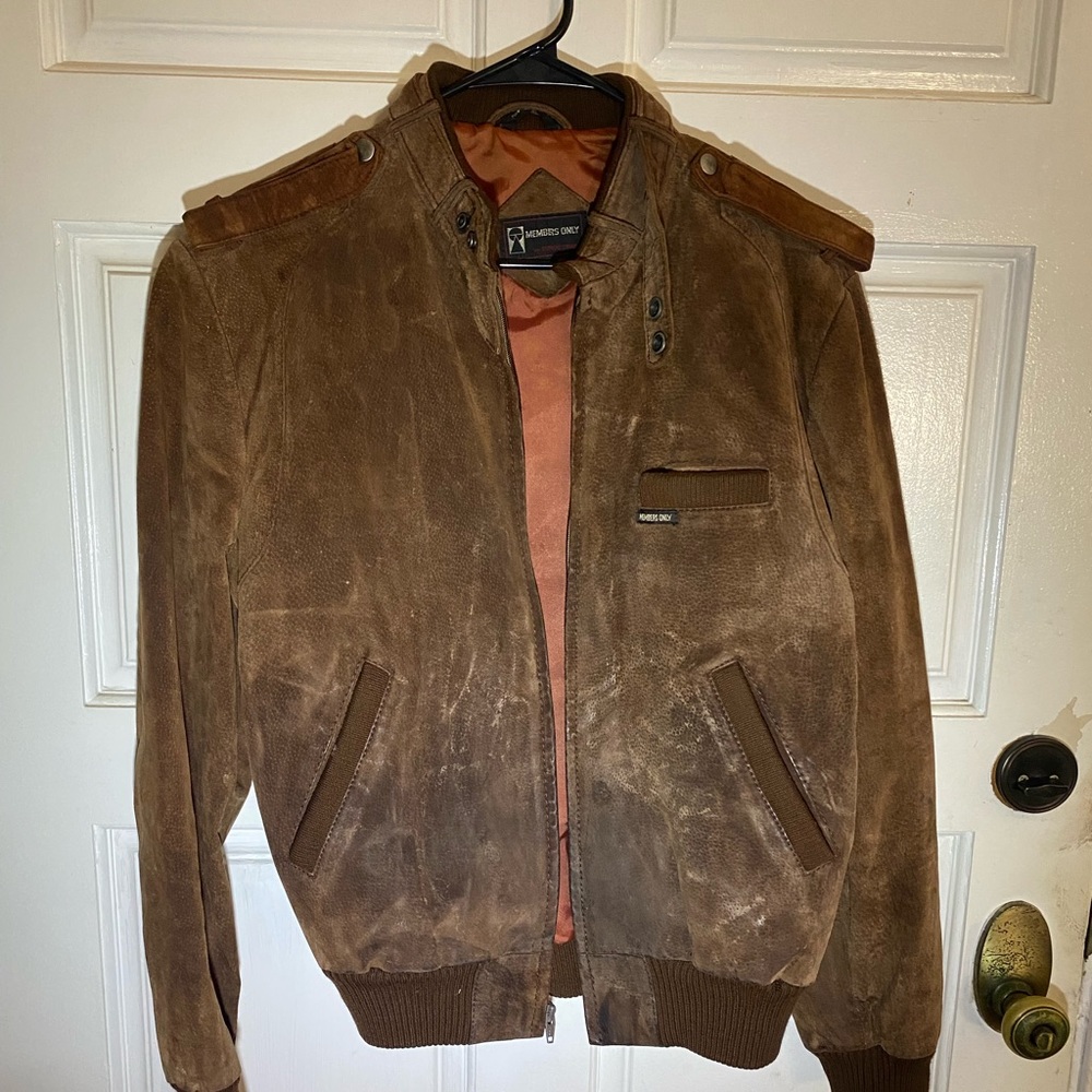 Members Only Brown Leather Coat